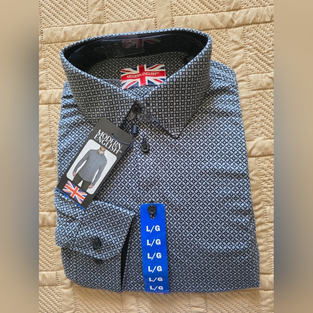 Men's Blue Patterned Shirt